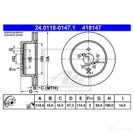 Тормозной диск ATE MV0IC 58127 24011801471 4 18147 - Изображение 7