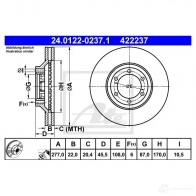 Тормозной диск ATE S2ZGR 58380 4 22237 24012202371