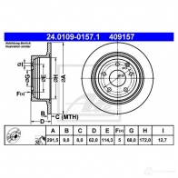 Тормозной диск ATE 24010901571 57618 OQ58Z9 40 9157 - Изображение 4