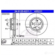 Тормозной диск ATE 58650 24012502111 R84Y03M 425 211 - Изображение 2