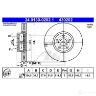 Тормозной диск ATE 24013002021 430 202 24LBQ1S 58934