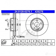 Тормозной диск ATE 4282 76 24012802761 58868 OE8KK - Изображение 4