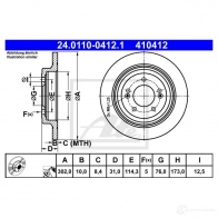 Тормозной диск ATE A2L CLF Hyundai Tucson (TL) 2 Кроссовер 2.0 CRDi 136 л.с. 2015 – 2024 24011004121