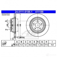 Тормозной диск ATE FC7 UI Ford Galaxy 3 (CDR, CK) Минивэн 2.0 TDCi 180 л.с. 2015 – 2018 24011101881