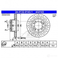 Тормозной диск ATE 24013201431 Porsche 911 (993) 2 Купе 3.8 Carrera 301 л.с. 1995 – 1997 43214 3 FZKAVH