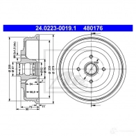 Тормозной барабан ATE Volkswagen Caddy (9K9B) 2 Минивен 1.4 60 л.с. 1995 – 2004 24022300191 4 80176 GPYZQ20