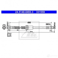 Тормозной шланг ATE KDZFFHQ Mercedes GLK (X204) 1 Кроссовер 2.0 250 (2036) 211 л.с. 2013 – 2015 3 31559 24514004933