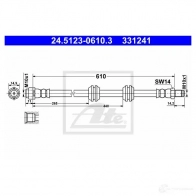 Тормозной шланг ATE 24512306103 Mercedes M-Class (W164) 2 Кроссовер 3.0 ML 320 CDI 4 matic (1622) 211 л.с. 2005 – 2011 3312 41 W3FVDGA