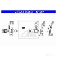 Тормозной шланг ATE Toyota Yaris (XP10) 1 Хэтчбек 1.4 D 4D (NLP10) 75 л.с. 2001 – 2005 3312 87 KZUWG 24526305953