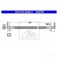 Тормозной шланг ATE 24512302403 3NU75B Mercedes S-Class (W220) 2 Седан 4.0 S 400 CDI (220.028. 2228) 250 л.с. 2000 – 2005 33075 9