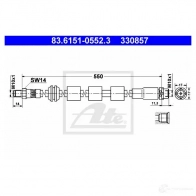 Тормозной шланг ATE 3 30857 MMT0KII 83615105523 Bmw 5 (E60) 5 Седан 525 i 218 л.с. 2005 – 2007