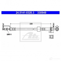 Тормозной шланг ATE 33 0949 QUPI3W Ford Transit 7 (FA) Фургон 2.4 TDCi RWD 100 л.с. 2006 – 2014 24514103203