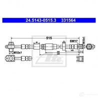 Тормозной шланг ATE XMB5U 331 564 Volkswagen Up (121, BL1) 1 Хэтчбек e-Up 83 л.с. 2013 – 2024 24514305153