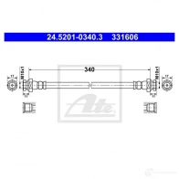 Тормозной шланг ATE Mitsubishi L200 4 (KB4T) Пикап 2.5 DiD (KA4T) 136 л.с. 2005 – 2015 OJCO D 24520103403