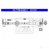 Тормозной шланг ATE 83778803863 331 231 Volvo V50 1 (545) Универсал 2.5 T5 AWD 230 л.с. 2007 – 2010 97QDEI