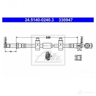 Тормозной шланг ATE DYA5M3W 24514002403 Volkswagen Transporter (T5) 5 Автобус 2.0 TDI 140 л.с. 2009 – 2015 33094 7