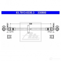 Тормозной шланг ATE 5U02L 83781303303 Volkswagen Passat (B3-B4) 2 Универсал 2.0 107 л.с. 1995 – 1996 33 0800