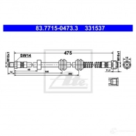 Тормозной шланг ATE 83771504733 LC V3MWG Mercedes GLE (W166) 1 Кроссовер 320 4-matic (166.062) 272 л.с. 2015 – 2018