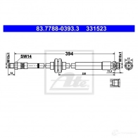 Тормозной шланг ATE Volvo V40 2 (526) Кросс Кантри D3 NEW 150 л.с. 2015 – 2019 FP525I 33152 3 83778803933