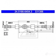 Тормозной шланг ATE 25OLF 24516604543 Volkswagen Sharan (7M6, 8, 9) 1 Минивэн 1.9 TDI 90 л.с. 1995 – 2010 3313 06