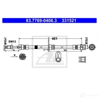 Тормозной шланг ATE 83776904063 P6TK S4 Ford Tourneo Connect 2 (C307) Универсал 1.6 TDCi 75 л.с. 2013 – наст. время