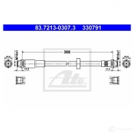 Тормозной шланг ATE 33079 1 Audi A4 (B6) 2 Универсал 1.8 T Quattro 190 л.с. 2002 – 2004 83721303073 KYQ1R