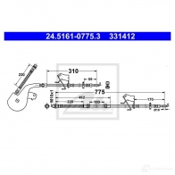 Тормозной шланг ATE 3 31412 6HLZSM 24516107753 Peugeot 407 1 (6C) Купе 3.0 HDi 241 л.с. 2009 – 2025