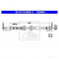 Тормозной шланг ATE 33086 4 Volkswagen Transporter (T6) 6 Автобус 2.0 TSI 4motion 204 л.с. 2015 – 2024 RZPVKYS 83611305523