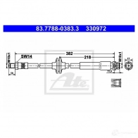 Тормозной шланг ATE Volvo C30 1 (533) Хэтчбек 2.4 D5 163 л.с. 2006 – 2012 9I2JML 83778803833 33 0972