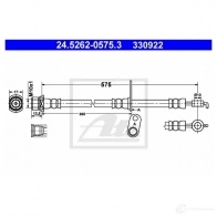 Тормозной шланг ATE 6A92J 24526205753 3309 22 Toyota Corolla (E120) 9 Седан