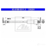 Тормозной шланг ATE 83618803113 3302 91 BKQHYYD Ford Scorpio 2 (FE, GFR, GGR) Универсал 2.5 TD 115 л.с. 1994 – 1998
