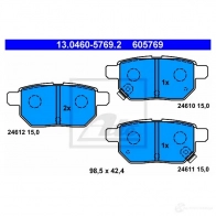 Тормозные колодки, комплект ATE Toyota Corolla (E150) 10 Седан 1.8 VVTi (ZRE142) 132 л.с. 2008 – 2013 2461 0 24611 13046057692