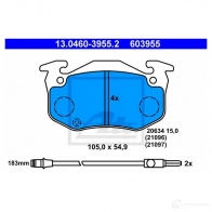 Тормозные колодки, комплект ATE 13046039552 2063 4 56360 21096