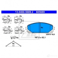 Тормозные колодки, комплект ATE 1437251946 13046056892 F 1CUASO