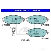 Тормозные колодки, комплект ATE 1437251908 I0Q7V OO 13047026332