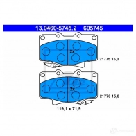 Тормозные колодки, комплект ATE 21776 56619 2 1775 13046057452