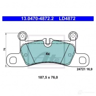 Тормозные колодки, комплект ATE LD4872 57227 13047048722 24 721 - Изображение 2