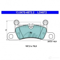 Тормозные колодки, комплект ATE LD4872 57227 13047048722 24 721 - Изображение 3