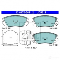 Тормозные колодки, комплект ATE 2 4415 13047056112 24416 Chevrolet