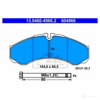 Тормозные колодки, комплект ATE 291 21 Iveco Daily 3 Грузовик 35 C 12 116 л.с. 2002 – 2006 604966 13046049662