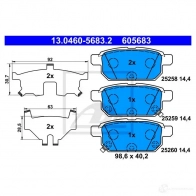 Тормозные колодки, комплект ATE 25 258 Suzuki Baleno (WB, FW) 2 2016 – 2020 13046056832 25259