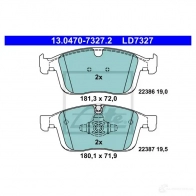 Тормозные колодки, комплект ATE 13047073272 22387 22 386 Volvo XC60 1 (156) Кроссовер 2.4 D5 AWD 230 л.с. 2014 – 2015