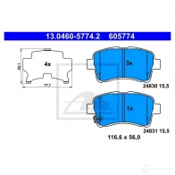 Тормозные колодки, комплект ATE 2 4830 24831 13046057742 Suzuki Liana