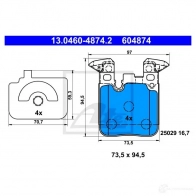Тормозные колодки, комплект ATE 604874 56488 25 029 13046048742 - Изображение 5
