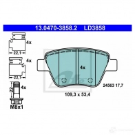 Тормозные колодки, комплект ATE LD3858 13047038582 57198 245 63 - Изображение 2