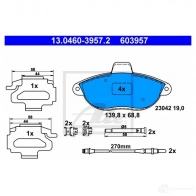 Тормозные колодки, комплект ATE 2 3042 603957 13046039572 Citroen Jumpy 1 (BU, BX) Кабина с шасси 1.9 TD 69 л.с. 2000 – 2006