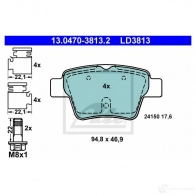 Тормозные колодки, комплект ATE 2 4150 Citroen C4 1 (LA, PF2) Купе 2.0 HDi 140 л.с. 2008 – 2011 13047038132 LD3813