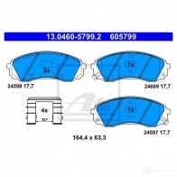 Тормозные колодки, комплект ATE Kia Carnival 13046057992 24598 24 597