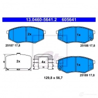 Тормозные колодки, комплект ATE 251 87 25188 56587 13046056412 - Изображение 2