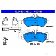 Тормозные колодки, комплект ATE 291 90 13046038372 603837 56302 - Изображение 6